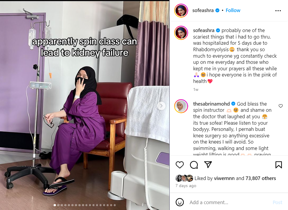 sofeashra’s Instagram post on rhabdomyolysis